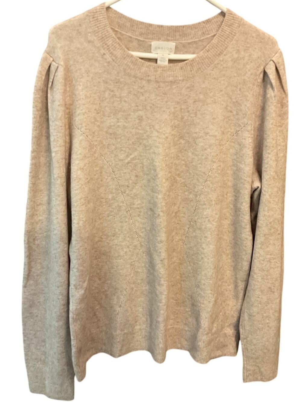 Caslon Wool Cashmere Blend Sweater Womens Size XL Beige Long Sleeve
